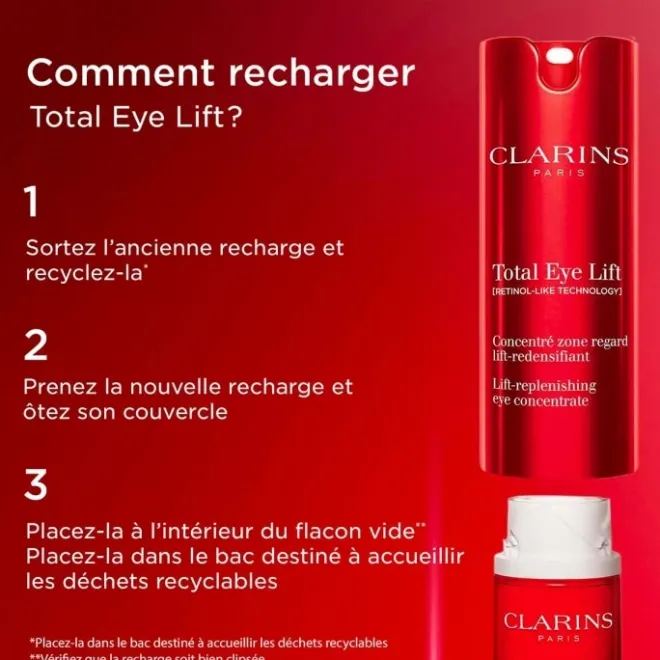 Soin Yeux & Lèvres|Soin Jour & Nuit>CLARINS Total Eye Lift - Contour des yeux anti-âge Soin yeux anti-rides - Recharge