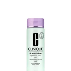 Nettoyant Visage>CLINIQUE All About Clean™                Savon Visage Liquide Doux - Peaux sèches à mixtes